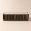 Aura 47" Ash Wood Slatted Coffee Table with Sintered Stone Top – Smoked Brown