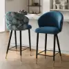 Arcora Blue Velvet Bar Stool with Upholstered, 1 Piece