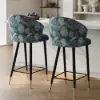 Arcora Blue Velvet Bar Stool with Upholstered, 1 Piece