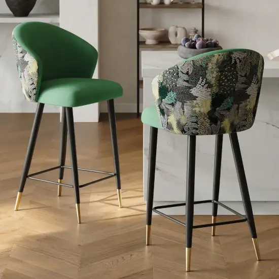 Arcora Green Bar Counter Stool with Upholstered, 1 Piece