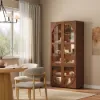 Arune Glass Tall Display Cabinet with Drawers & LED Light