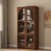 Arune Glass Tall Display Cabinet with Drawers & LED Light