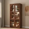 Arune Glass Tall Display Cabinet with Drawers & LED Light