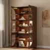 Arune Glass Tall Display Cabinet with Drawers & LED Light