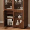 Arune Glass Tall Display Cabinet with Drawers & LED Light
