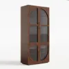 Arune Glass Tall Display Cabinet with Drawers & LED Light