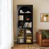 Arune Black Chest Bookcase with Storage Cabinet & LED Light
