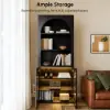 Arune Black Chest Bookcase with Storage Cabinet & LED Light