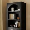 Arune Black Chest Bookcase with Storage Cabinet & LED Light
