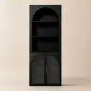Arune Black Chest Bookcase with Storage Cabinet & LED Light