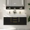 Aro 47" Floating Double Bathroom Vanity with Sink, Sintered Stone Top
