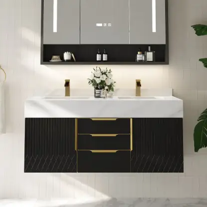 Picture of Aro 47" Floating Double Bathroom Vanity with Sink, Sintered Stone Top
