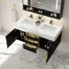 Aro 47" Floating Double Bathroom Vanity with Sink, Sintered Stone Top