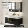 Aro 47" Floating Double Bathroom Vanity with Sink, Sintered Stone Top