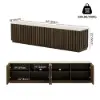 Aura 83" Ash Wood Fluted Smoked Brown TV Stand with Sintered Stone Top