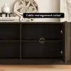 Aura 83" Ash Wood Fluted Smoked Brown TV Stand with Sintered Stone Top