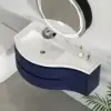 35" Navy Floating Single Bathroom Vanity with Sink, Stone Resin Top Set of 2