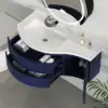35" Navy Floating Single Bathroom Vanity with Sink, Stone Resin Top Set of 2