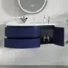 35" Navy Floating Single Bathroom Vanity with Sink, Stone Resin Top Set of 2