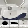 35" Navy Floating Single Bathroom Vanity with Sink, Stone Resin Top Set of 2