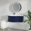 35" Navy Floating Single Bathroom Vanity with Sink, Stone Resin Top Set of 2