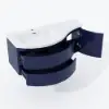 35" Navy Floating Single Bathroom Vanity with Sink, Stone Resin Top Set of 2