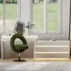 Modern Bouclé Adjustable Vanity Stool with Backrest
