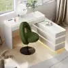 Modern Bouclé Adjustable Vanity Stool with Backrest