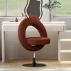 Modern Rust Boucle Adjustable Vanity Stool with Back
