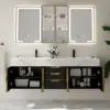 59" Double Sink Floating Vanity Set with LED Medicine Cabinet with Storage