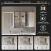 59" Double Sink Floating Vanity Set with LED Medicine Cabinet with Storage