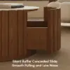 Aura 35" Ash Wood Slatted Round Coffee Table with Sintered Stone Top – Walnut