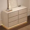 Picture of Haloa Modern 47" 6-Drawer Matte Warm White Chest of Drawers with Light and Charging Station