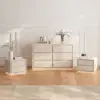 Picture of Haloa Modern 47" 6-Drawer Matte Warm White Chest of Drawers with Light and Charging Station