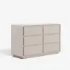 Picture of Haloa Modern 47" 6-Drawer Matte Warm White Chest of Drawers with Light and Charging Station