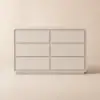 Picture of Haloa Modern 47" 6-Drawer Matte Warm White Chest of Drawers with Light and Charging Station