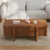 Picture of Lineva 47" Fluted Lift-Top Walnut Coffee Table with 2 Drawers