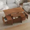 Picture of Lineva 47" Fluted Lift-Top Walnut Coffee Table with 2 Drawers