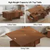 Picture of Lineva 47" Fluted Lift-Top Walnut Coffee Table with 2 Drawers