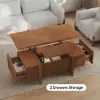 Picture of Lineva 47" Fluted Lift-Top Walnut Coffee Table with 2 Drawers