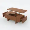 Picture of Lineva 47" Fluted Lift-Top Walnut Coffee Table with 2 Drawers