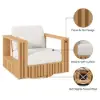 Picture of Flutera Modern Outdoor Sculptural Fluted 360-Degree Swivel Accent Chair in Natural