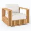 Picture of Flutera Modern Outdoor Sculptural Fluted 360-Degree Swivel Accent Chair in Natural