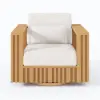Picture of Flutera Modern Outdoor Sculptural Fluted 360-Degree Swivel Accent Chair in Natural