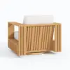 Picture of Flutera Modern Outdoor Sculptural Fluted 360-Degree Swivel Accent Chair in Natural