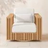 Picture of Flutera Modern Outdoor Sculptural Fluted 360-Degree Swivel Accent Chair in Natural