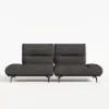 2-Piece Yarn-Dyed Fabric and Faux Leather Reclining Sectional Sofa