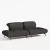 2-Piece Yarn-Dyed Fabric and Faux Leather Reclining Sectional Sofa