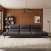 136" Yarn-Dyed Fabric and Faux Leather Reclining Sofa with Metal Legs