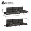 136" Yarn-Dyed Fabric and Faux Leather Reclining Sofa with Metal Legs